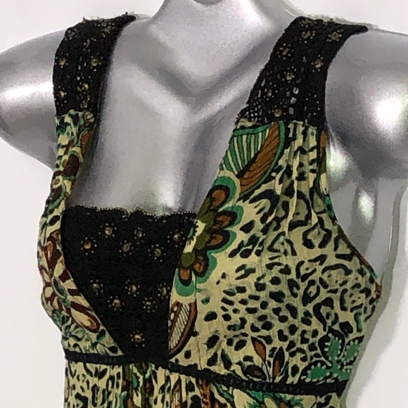 FORBIDDEN tropical beaded animal resort wear dress - Picture 5 of 8